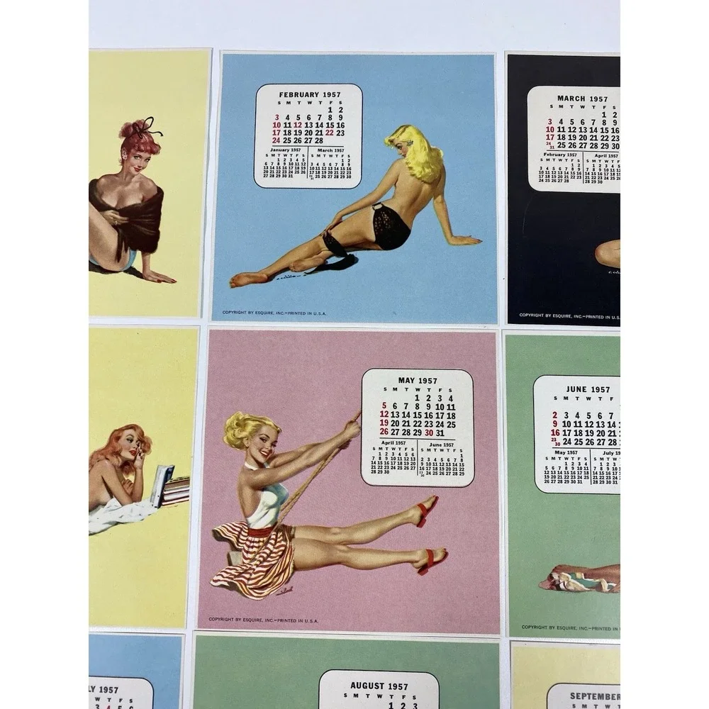 1957 Esquire‎ Magazine Desktop Pinup Calendar Holder ~ 12 Months